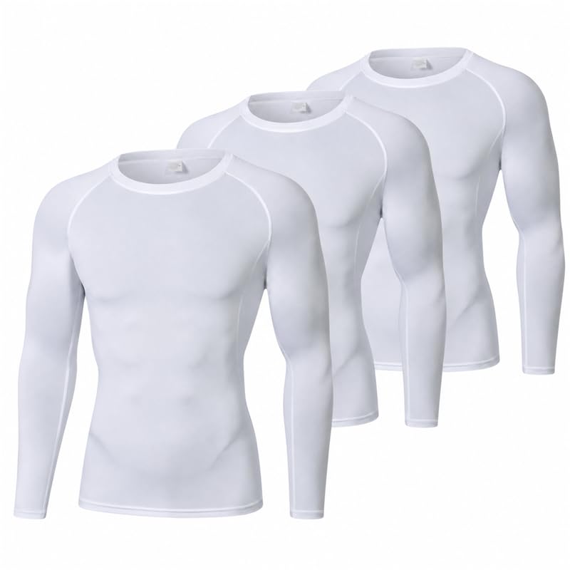 Men's Long Sleeve Compression Shirts Quick Dry Stretchy Gym Workout Athletic Tops