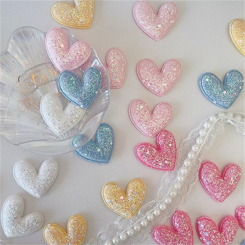 12 шт. блестящая ткань с подкладкой в виде сердца аппликация для самостоятельного изготовления головных уборов заколок для волос повязок на голову декора детских шапок одежды аксессуаров заплаток