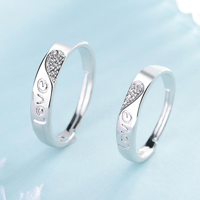 High-grade Fashion Trends Differences with Personalised Glitter and Lustre Ring Female Proposal Wedding Open Ring Couple Ring Jewellery