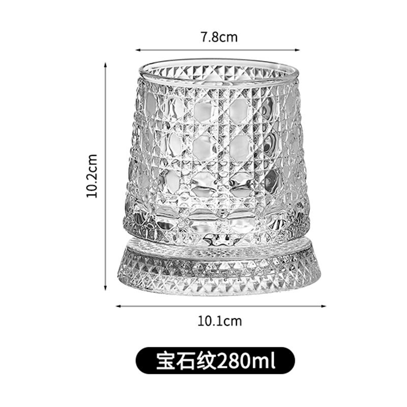 Rotating Whiskey Cup With Led Lamp Holder Crystal Glasses Tumbler for Cocktail Scotch, Bourbon, Gin, Brandy Home Bar Accessories