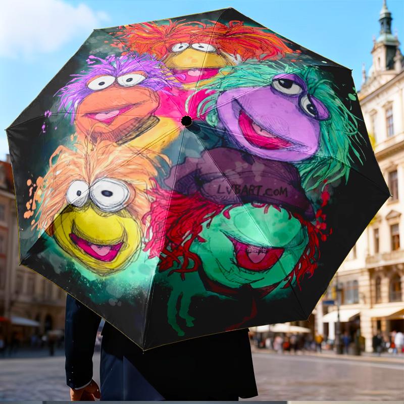 Muppet Show: Friendship Adventure Mini Five-Fold Lightweight Umbrella, Eight-Bone Frame, Perfect for Home Travel and Outdoor Use in Any Season