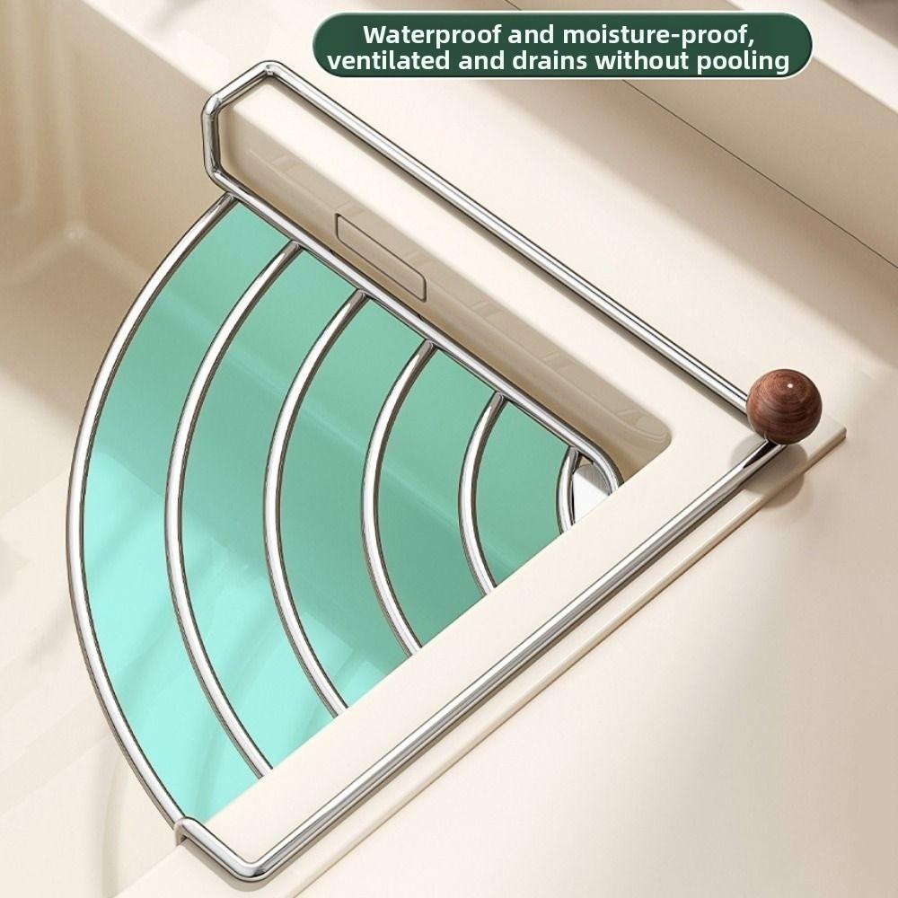 Anti-rust Sink Corner Rack Stainless Steel Sink Drain Shelf Dishcloth Sponge Stand Kitchen Use