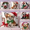 Животные Рождественская атмосфера Наволочка Шелковистый Короткий Плюш с Невидимой Молнией Пылезащитный Чехол для Подушки Дивана для Домашнего Декора
