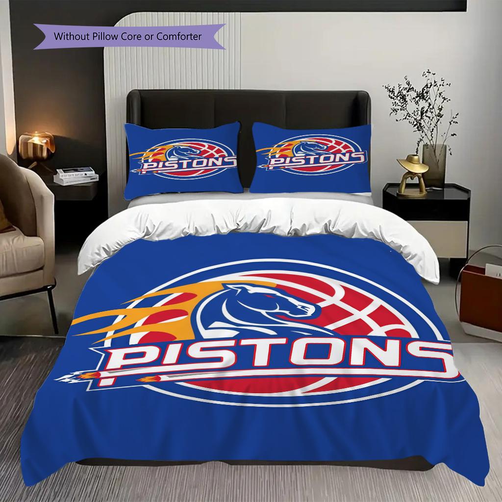 Detroit Pistons Basketball Team Logo Bedding(1 * duvet cover + 2 * pillowcase, without core) Soft and comfortable Bedding set Christmas birthday gift