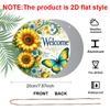 2D Flat 1pc, 8x8 in Vintage Sunflower & Butterfly Round Aluminum Metal Sign – Rustic Welcome Design for Home, Garden, Cafe, and Farmhouse Decor