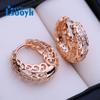 LSOOYH серьги-клипсы цвета розового золота, модные серьги для женщин, серьги-кольца с полым цирконием, ювелирные изделия
