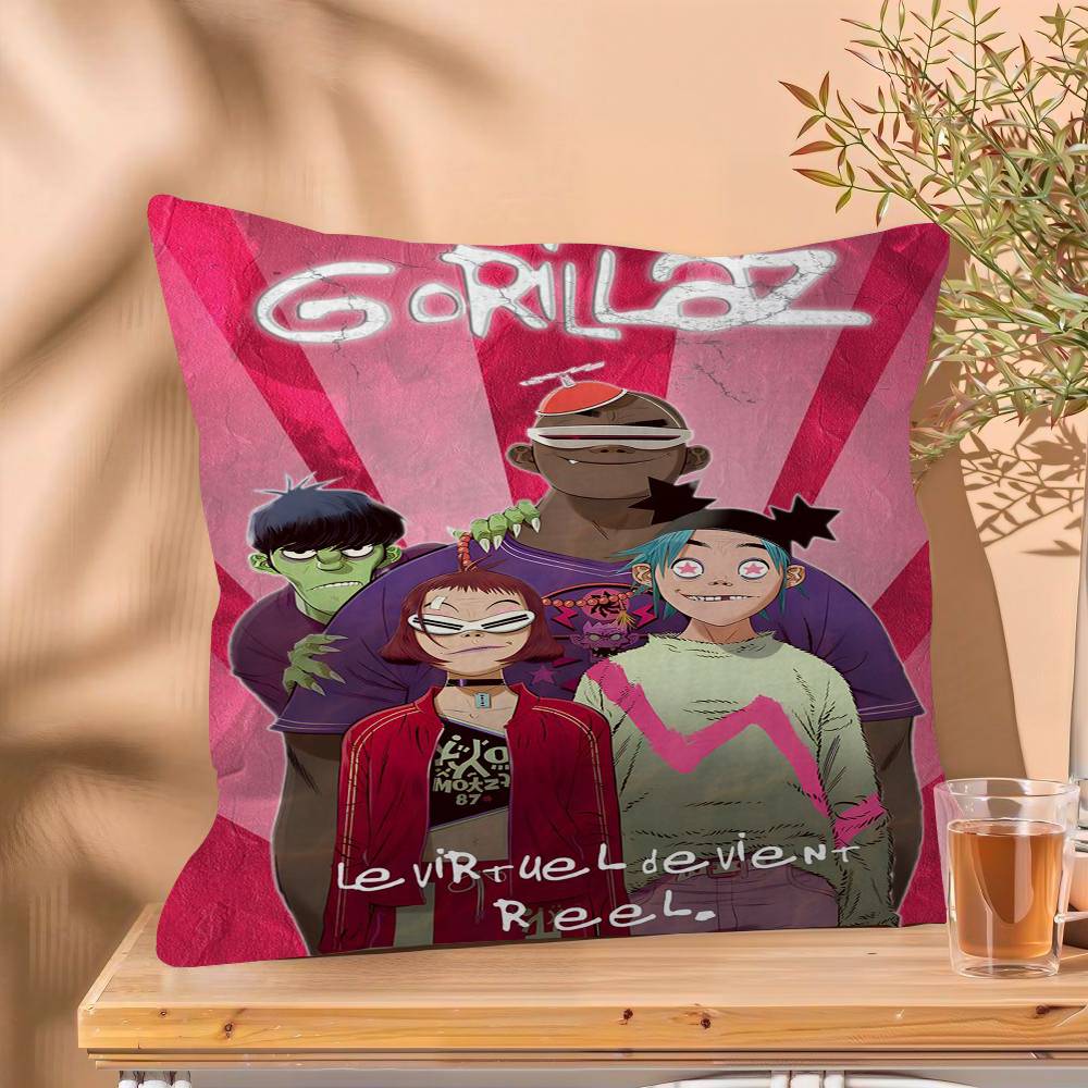 Virtual Rock Band Gorillaz Music Personalized Pillow Cover Kids Bedroom Wild Party Decor Pillowcase kid Birthday shower Gift