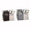 Foldable Aluminum Frame Double Compartment Laundry Basket with Handles 
