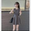 Korean Style Sleeveless Waist Dress - Summer Fashion Round Neck Skirt for Women
