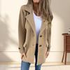 Women Woolen Coat Lapel Long Sleeve Single Breasted Mid-length Coat with Side Pockets Solid Color Commuting