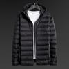 Men Down Padded Jacket Lightweight Spring Puffer Coat Light Autumn White Duck Hood Outerwear