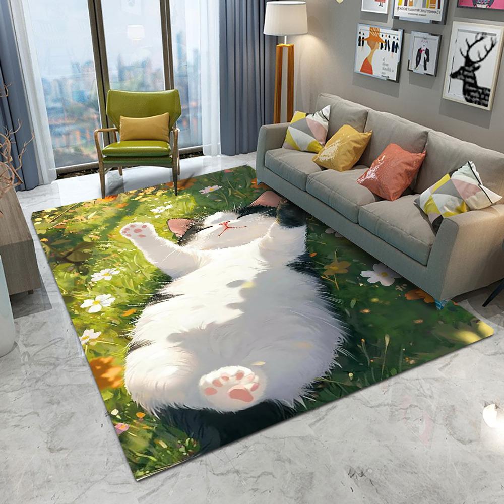  Cute Kitten Carpet Cartoon Living Room Bedroom Kitchen Sofa Entrance Rug Non-slip Washable Home Beautiful Cute Decor Mat