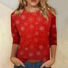 Женский топ с круглым вырезом и рукавом 3/4 с рождественским принтом
