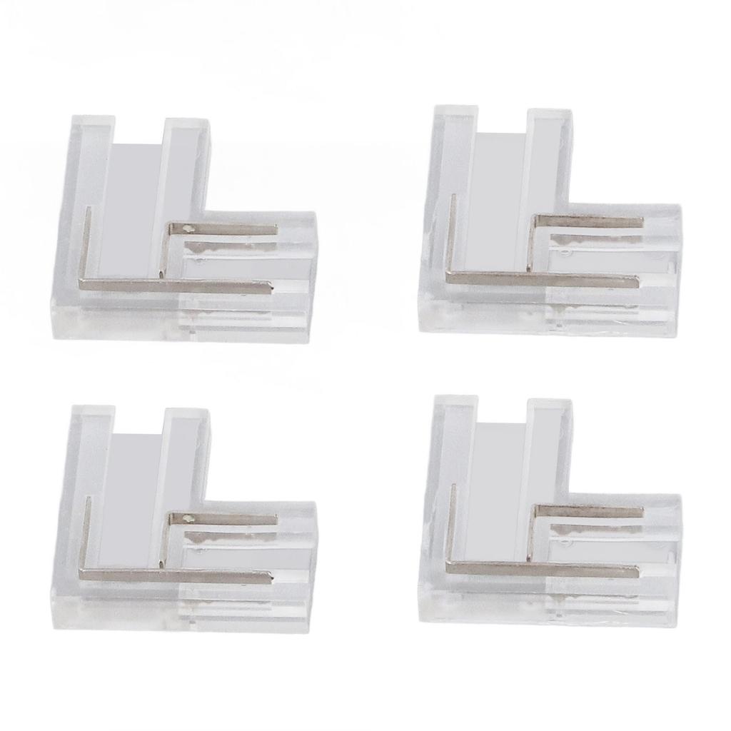 20Pcs FCOB COB Connector Transparent L Corner Shaped 8mm 0.31in 2 Pin V+v‑ Single Color LED Strip Connector
