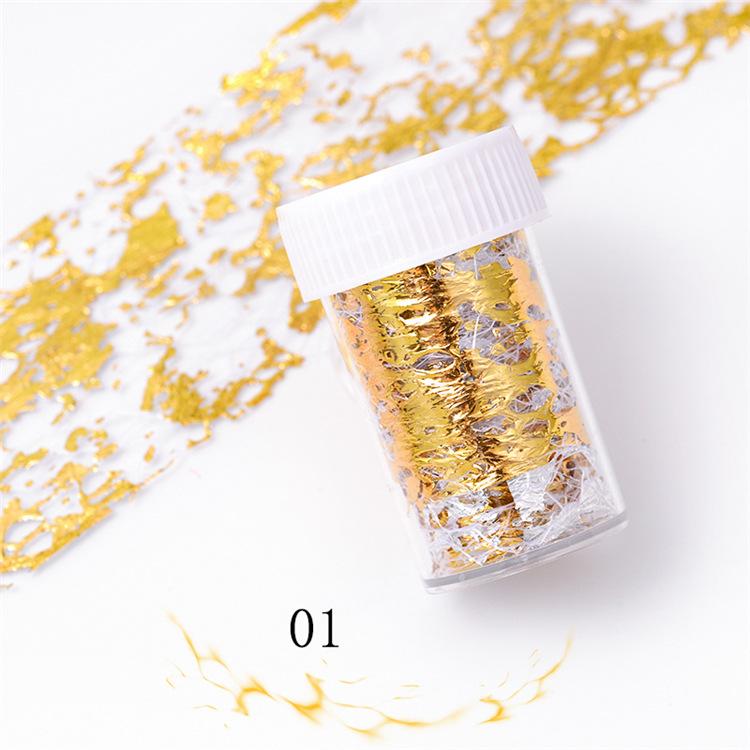 1 шт., 3D сетчатая наклейка для ногтей, золотистая, серебряная сетчатая лента на ногтях, голографический клей, шелковая фольга, украшения для дизайна ногтей, лаковые наклейки 4*50 см