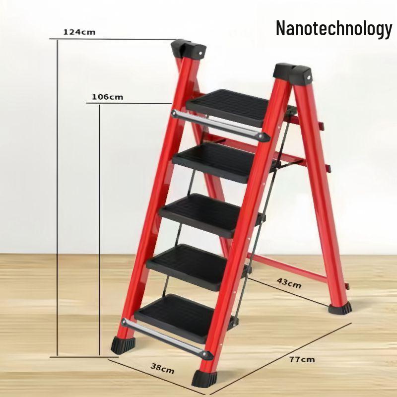 Folding Telescopic A-Frame Household Ladder, Thickened Step Stool, 3-4 Steps, Multifunctional Indoor Use.