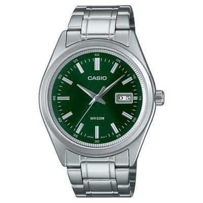 Восстановленные Casio Стандартные Аналоговые Нержавеющая Сталь Зеленый Циферблат Кварцевые MTP-B180D-3AV Мужские Часы