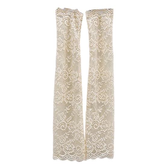 1 Pair Cycling Sun Protection Sleeves Lace Flower Embroidery Solid Color Thin Breathable Mesh Outdoor Driving Ani-UV Arm Covers