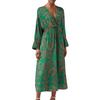 Ladies' Loose Comfortable Fashionable Casual Floral Print Long Sleeved Long Dress V-neck Dress