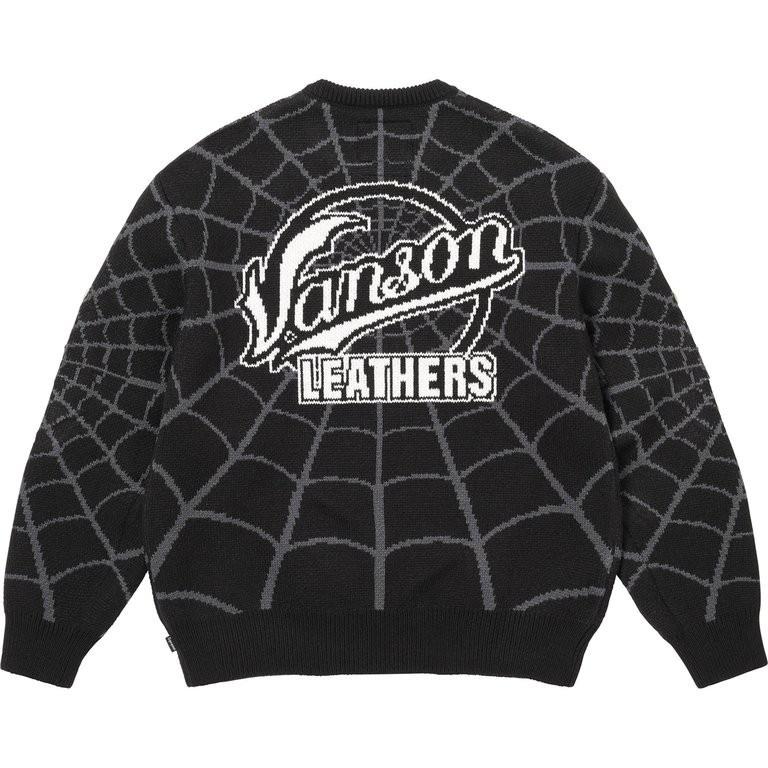 Supreme X Vanson Leathers Свитер Человек-Паук Черный