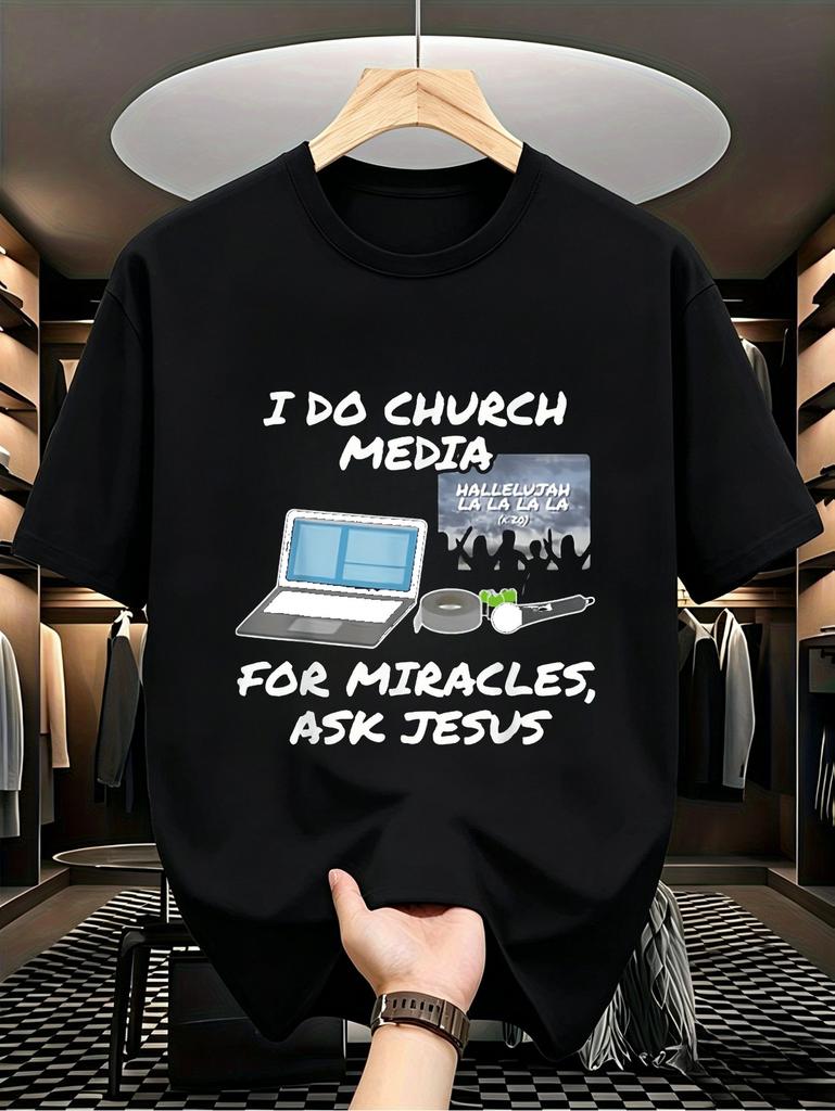I Do Church Media for Miracles Ask Religious T Shirtmen's Quick Dry TShirt Breathable Lightweight Su