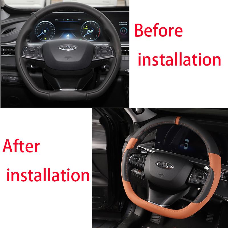 Chery Tiggo 8pro Автомобильное рулевое колесо, модификация интерьера, кожаный чехол на ручку, сшитый вручную