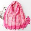 "Celebrity-Style Lotus Tassel Scarf: Lightweight Cotton & Linen for Spring/Summer"