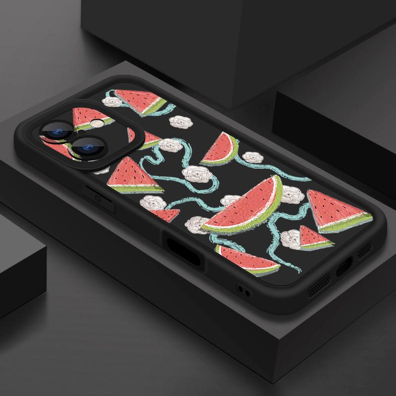 For iPhone 16 Pro Max Fruit Print Phone Case For iPhone 16e 15 14 13 12 Pro Max Plus 11 XR XS Watermelon Print Phone Case TPU Soft Shockproof Cover