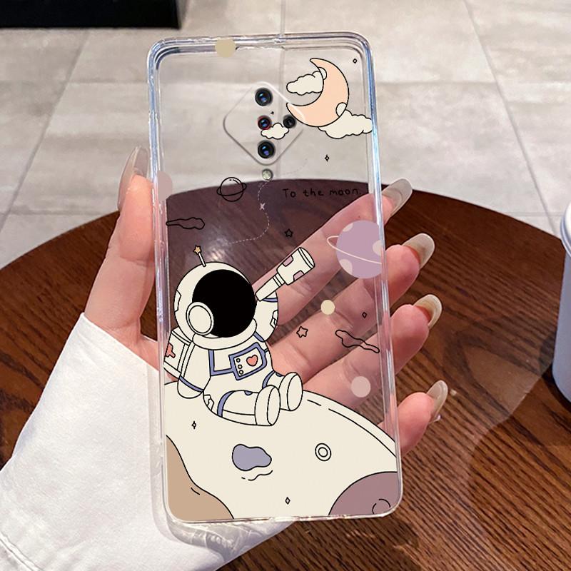 Чехол для Vivo 1920 Чехол для Vivo S1 Pro X50 Lite Прозрачный Силиконовый ТПУ Эстетичный Роскошный Астронавт Милый Кот Ударопрочный Чехол для Телефона