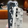 Мягкий противоударный чехол с принтом банта для Samsung S25 S24 FE S23 Ultra S22 A36 A56 A55 A16 A26 A35 из кожи с текстурой ТПУ, тонкий матовый чехол-бампер
