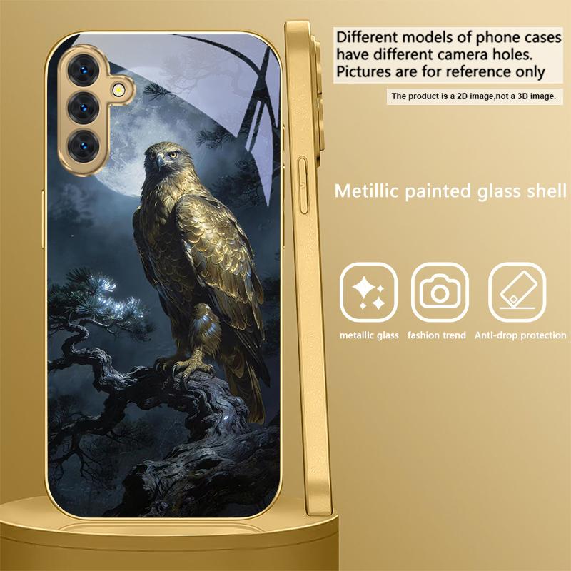 Золотой орел с крыльями Для Samsung A 31 32 A33 A34 35 14 A15 13 A16 25 26 50 52 53 54 55 56 70 71 72 73 Золотой стеклянный чехол для телефона