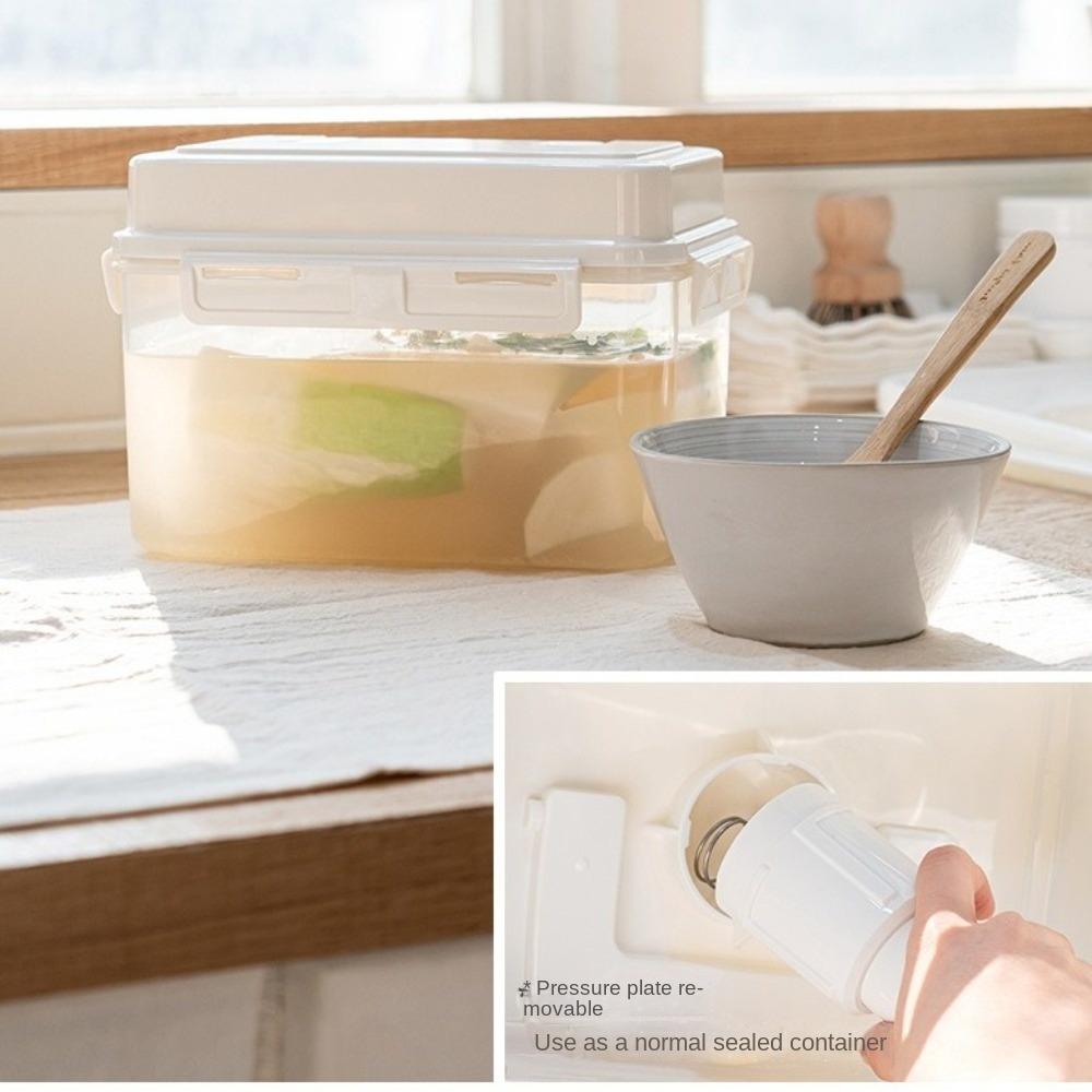 With Press Plate Pickle Jar 4/5L Kitchen Organizer Bins  Travel Household Office