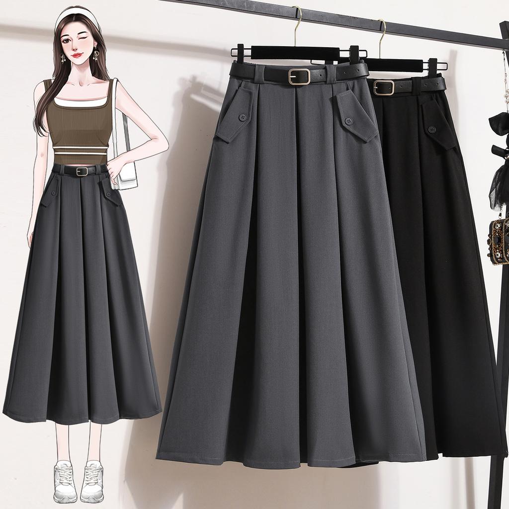 Dimanaf 2025 New Spring Summer Plus Size Women Long Skirts High Waist Vintage Elastic Elegant Pleated Skirts Loose