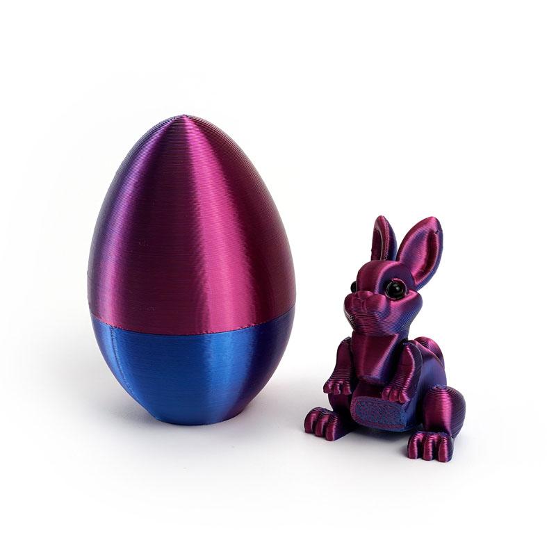 3D Printed Rabbit Eggs Figurines Toys Easter Rabbit Animal Model Toys Home Desktop Ornament Happy Easter Gift For Kids