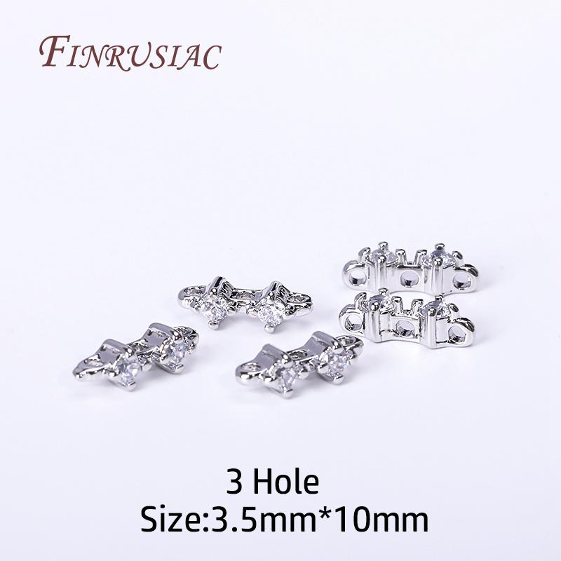 18K Gold Plated 2/3 Hole Separators For Beads,Inlaid Zircon Beads Separators,Handmade Decorative DIY Beading Jewelry Materials