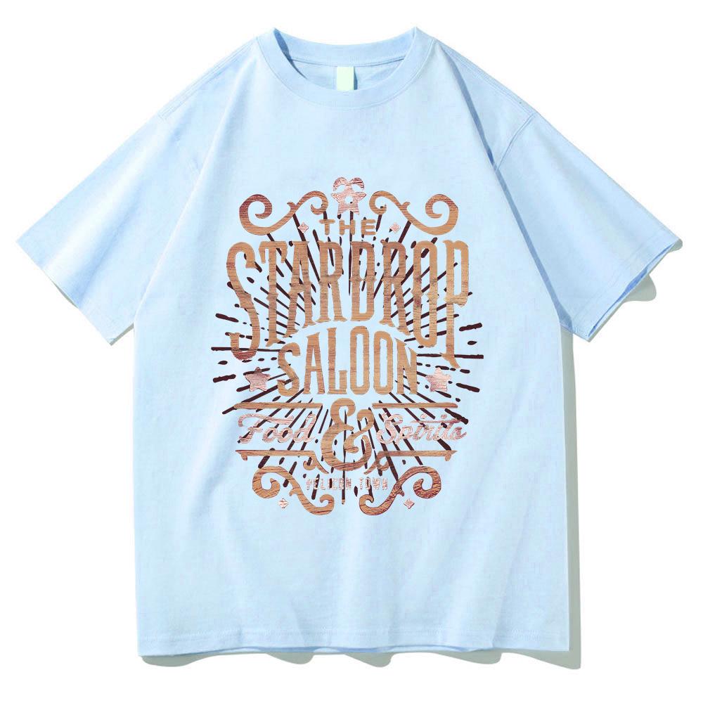 Stardew Valley Stardrop Saloon T Shirts Harajuku Retro Print T Shirt Gamer Lover 100%Cotton Short Sleeve Tshirt Unisex Comfort Tees Men women clothes