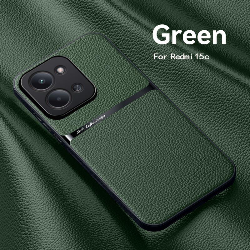 Для Redmi 15C текстура кожи, встроенный магнитный ТПУ мягкий противоударный чехол для телефона против отпечатков пальцев