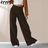Women's Fashion Casual Solid Color Print High Waist Trousers Pants & Capris