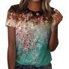 Casual Floral 3D Printed Short Sleeved Round Neck T-shirt
