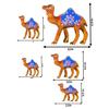 Paper Mache Handcrafted Showpiece Camel Set for Home Decor - Yellow (Set of 5)