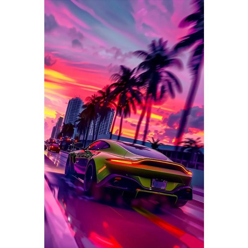 Classic Cool Supersport Car Sunset Colorful Posters and Prints Canvas Printing Wall Art Picture for Living Room Home Decora Gift