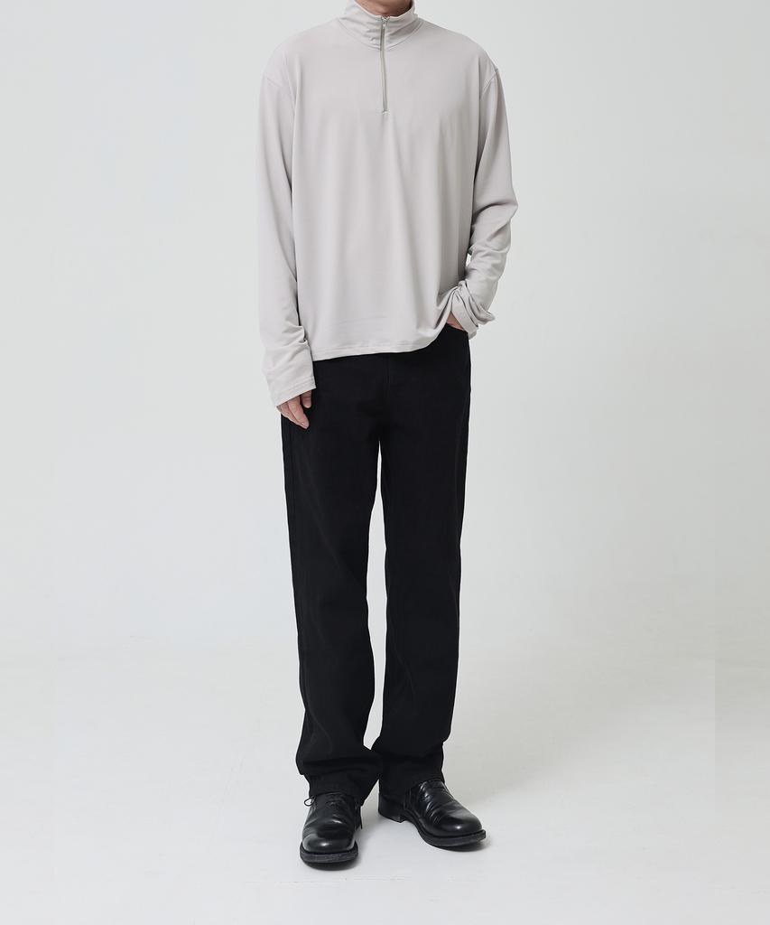 OX STUDIOS Soft Fluffy Half Zip-Up (Beige Gray)