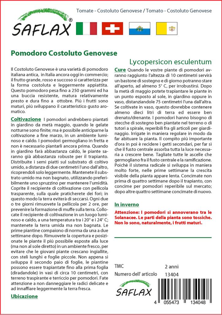SAFLAX Garden in the Bag - Помидор - Costoluto Genovese - 10 семян - С субстратом в подходящем пакете-стойке - Lycopersicon esculentum