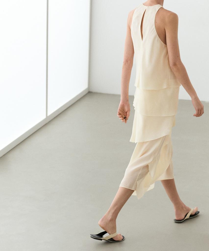 Masimodutti Frill Fluid Midi Dress