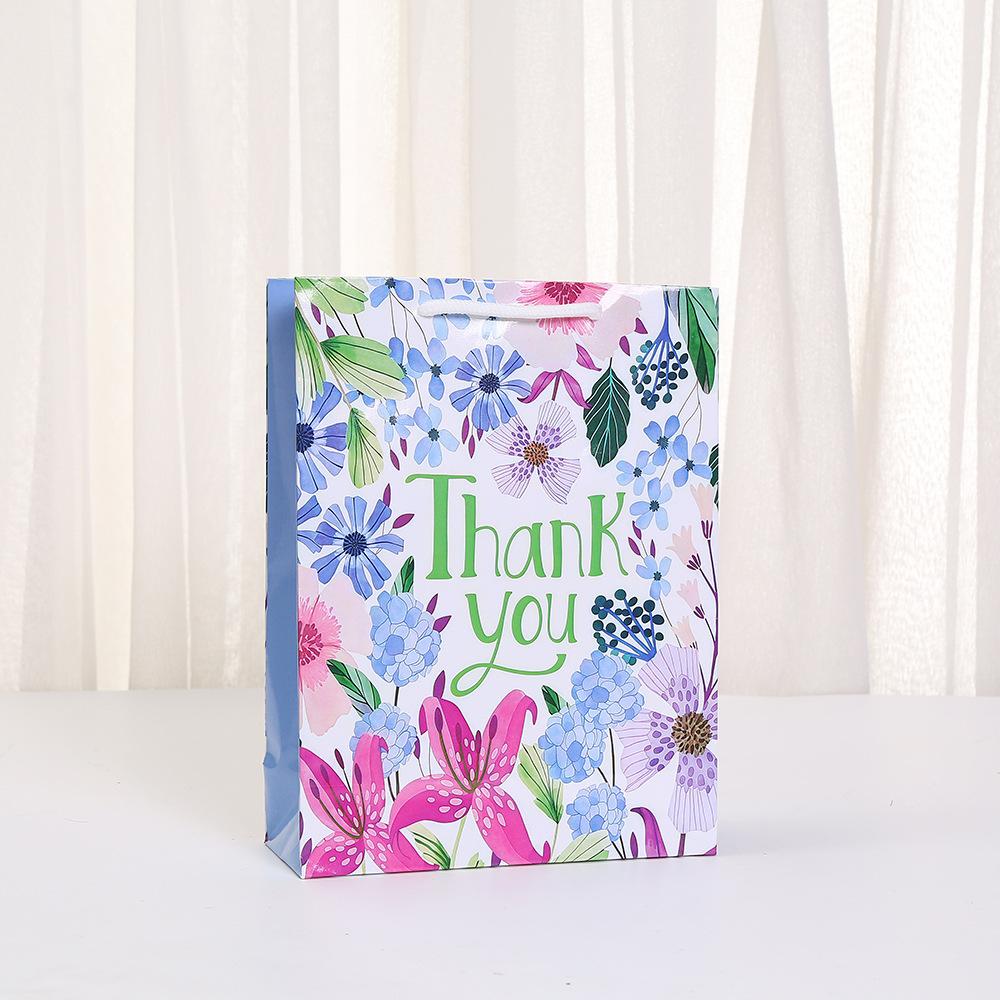 12pcs Thank you paper tote bags floral gift bags for party favors boutique checkout wedding birthday