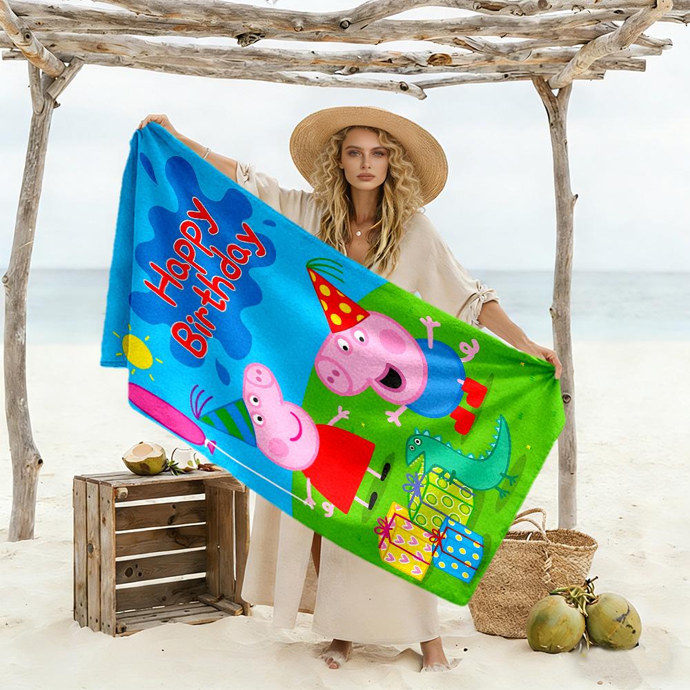 Peppa Pig's Colorful World Beach Towel Soft Durable Quick-Dry Comfortable Lightweight