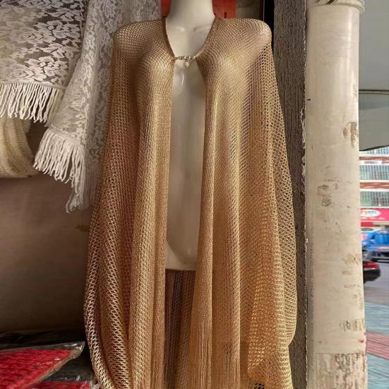 Women Shawl Tassel Long And Wide Solid Color Thin See-through Sunscreen Breathable Hollow Out Women Scarf Clothes Accessory