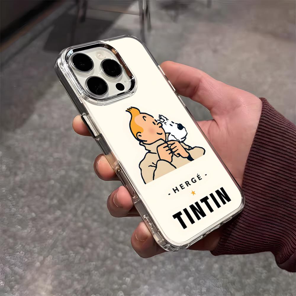 Чехол для телефона Приключения Тинтина Для iPhone 17 Air 16 E 15 14 13 12 11 Plus Pro Max Гальванизированный Прозрачный Мягкий Чехол