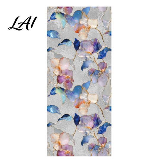Kitchen Glass Film Water Ripple Texture Floral Window Stickers Decorative Static Privacy Film Stickers Removable PVC Sticker for Home Office