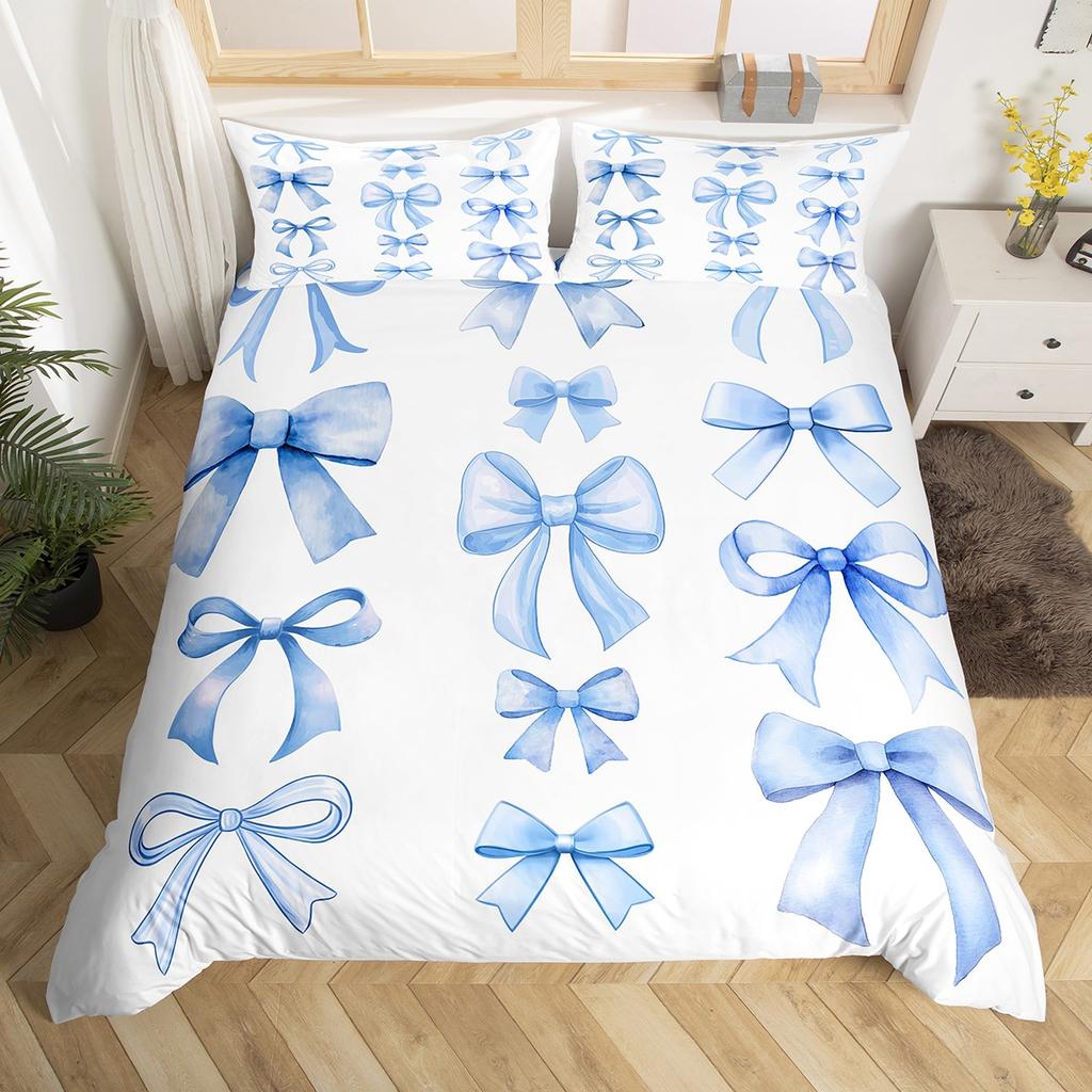 Homewish Девичий розовый комплект пододеяльника с бантом, Кавайный принцессный комплект постельного белья с бантом, Комплект постельного белья в мультяшном стиле с лентами